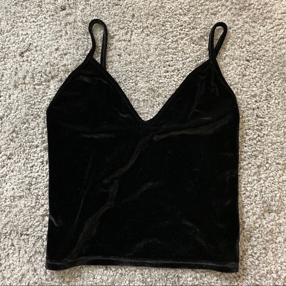 Brandy Melville Black Velvet Crop Top